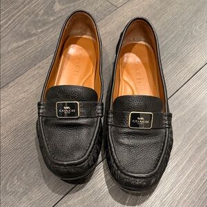 Coach Black Pebbled Leather Slip-On Loafers